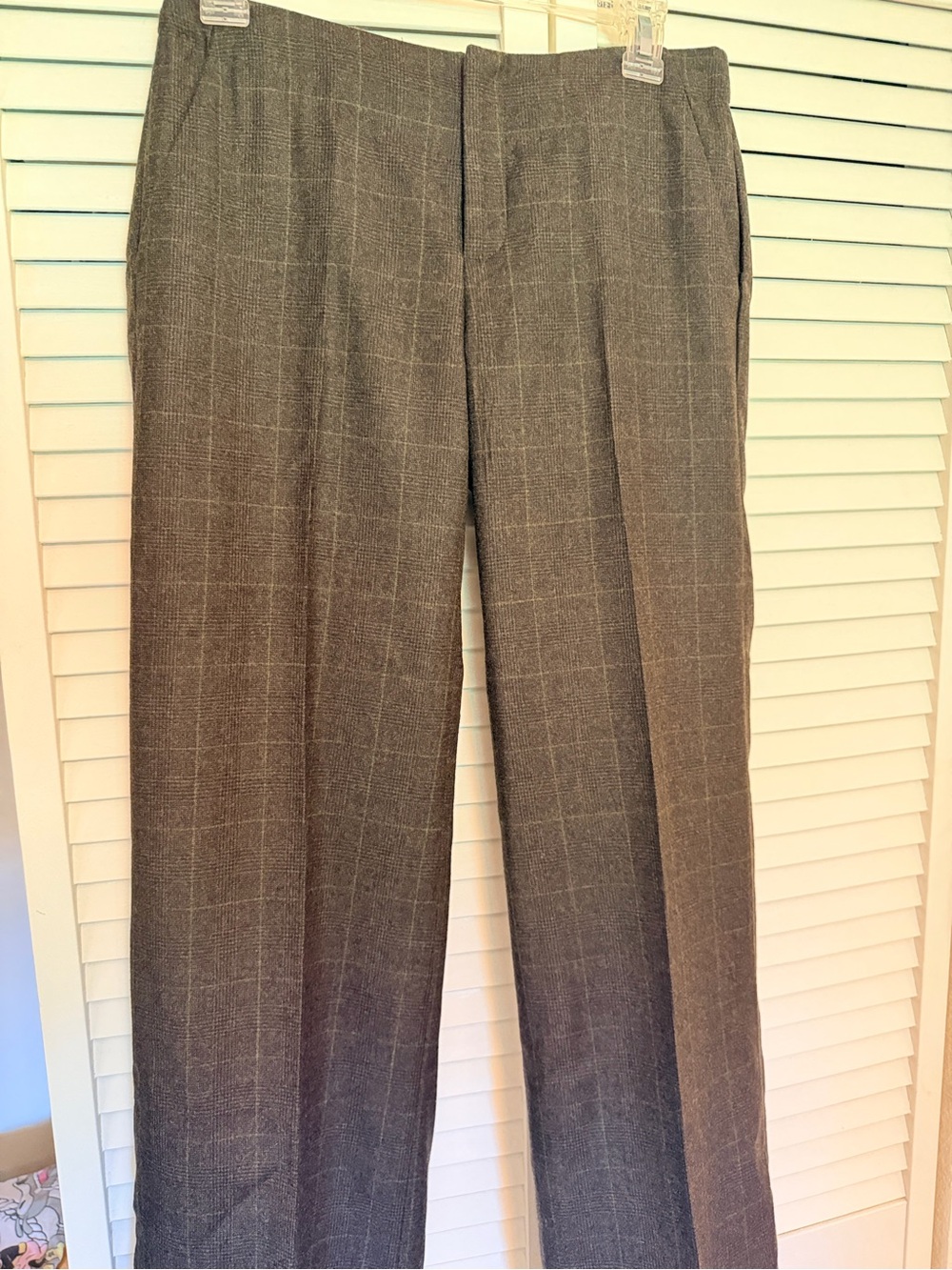 Banana Republic Gray Windowpane Straight-Leg Dress Pants